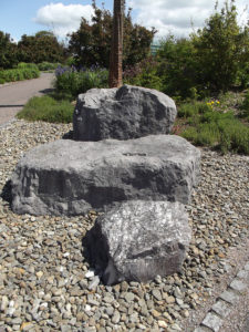 crushed stone and boulders in a garden